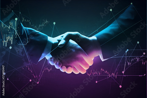 Crypto Business handshake on finance prosperity and money technology asset background . Generating Ai