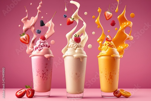 creamy strawberry mango and vanilla shakes, delicious drinks for summer