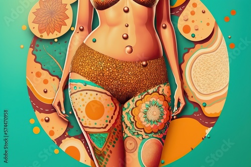 Cellulite in boho style on a colored background, concept of Bohemian and Texture, created with Generative AI technology