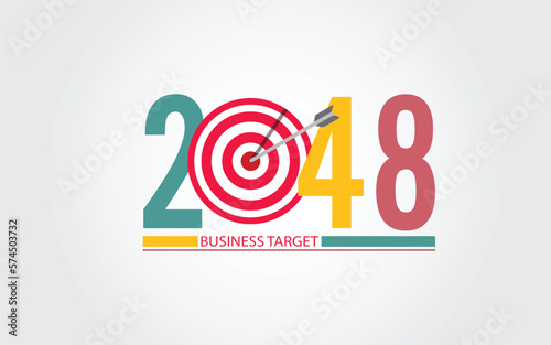 2048 New Year numbers with business target colorful banner. 