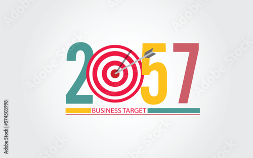 2057 New Year numbers with business target colorful banner. 