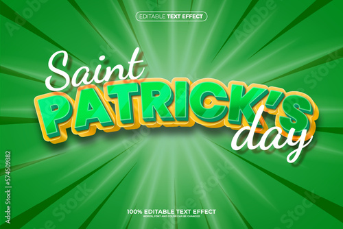 Saint Patrick Day 3D Editable text effect vector illustration