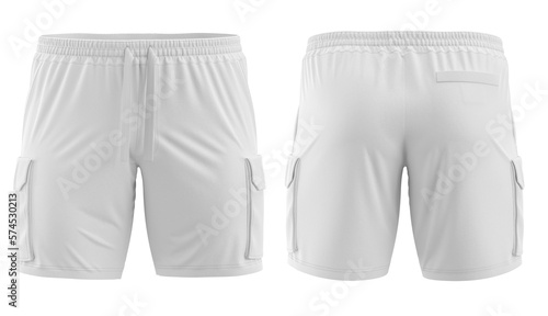 cargo shorts Men's with pocket, 3d render, White Color