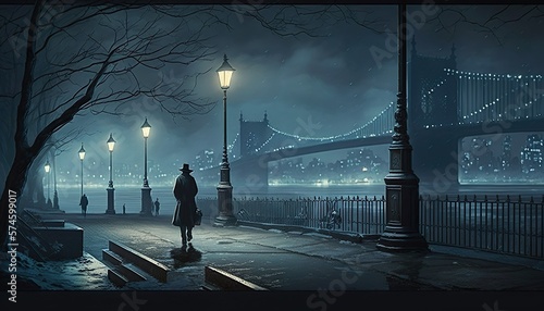 Bellezza notturna, ponte illuminato, città nella notte