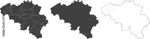 set of 3 maps of Belgium - vector illustrations