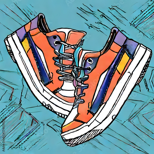 Bunte Sneaker. Pop Art Illustration - generative Ai