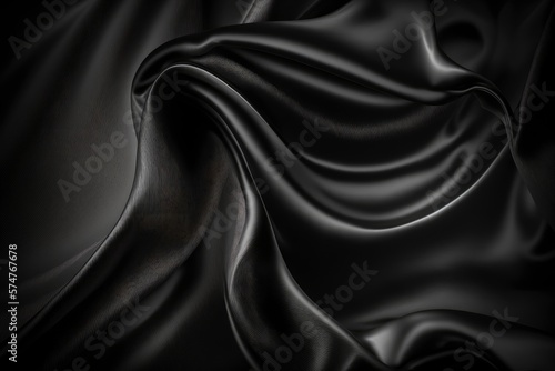 Elegant black satin texture background created with Generative AI