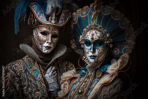 Colorful carnival masks at a traditional festival in Venice, Italy,generative ai.