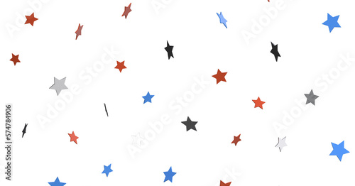 Stars - USA banner mockup with confetti stars in American national colors. USA Presidents Day, American Labor day, Memorial Day, US election concept.
