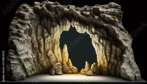 artificial cave background with top light background, product display, toy and game backdrop.