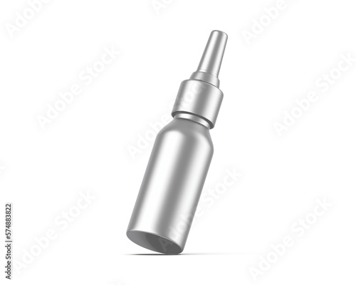 Metallic Nasal spray bottle mockup isolated on white background, 3d render illustration.
