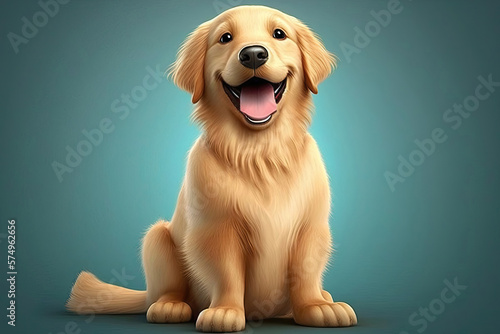 Cute golden retriever dog character. Generative AI