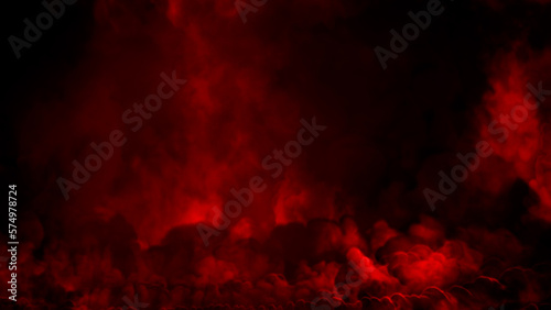 Side red smoke or clouds content frame, isolated - abstract 3D rendering