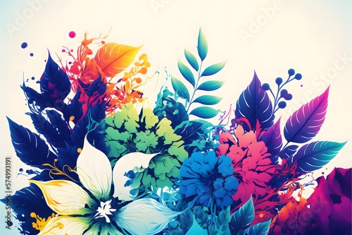 Abstract colorful floral pattern on white background