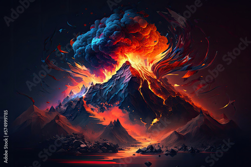 Volcano eruption, abstract background wallpaper, Generative AI