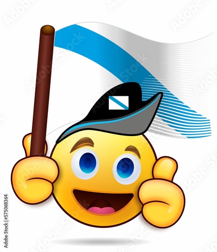 Emoji aislador sobre fondo blanco con bandera y expresión divertida indicando ok