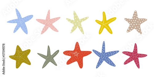 Starfish. Atlantic star. Marine Animal Vector illustration on white background.