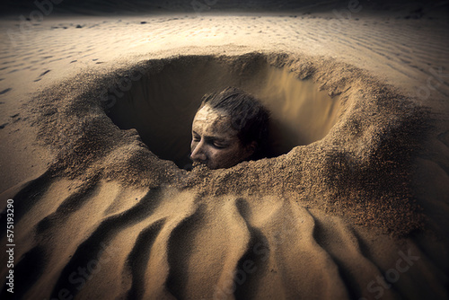 person sinking into quicksand, representing the feeling of being consumed anxiety With Generative AI