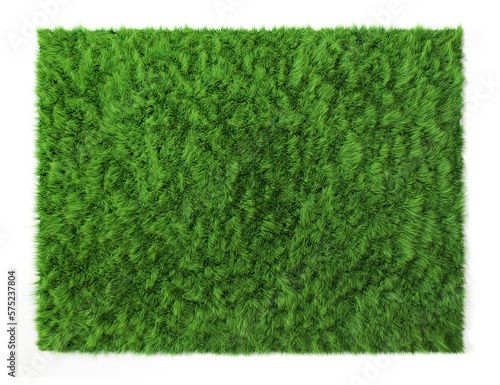 Glade with green grass or fur on a white background. 3d illustration 