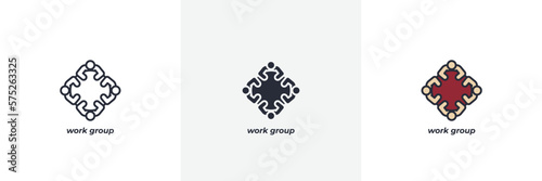 work group icon. Line, solid and filled outline colorful version, outline and filled vector sign. Idea Symbol, logo illustration. Vector graphics