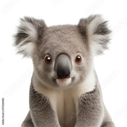 koala face shot , isolated on transparent background cutout , generative ai