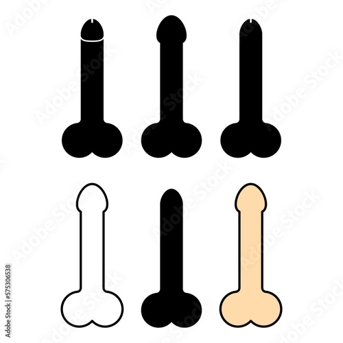 Set of Man anatomy organ, penis pictogram icon, masculine genital web graphic vector illustration