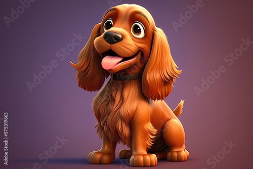 Cute english cocker dog character. Generative AI