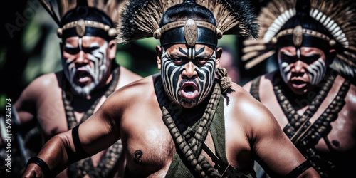 Powerful Maori Haka Dance Performance in Rotorua, New Zealand (created with Generative AI)