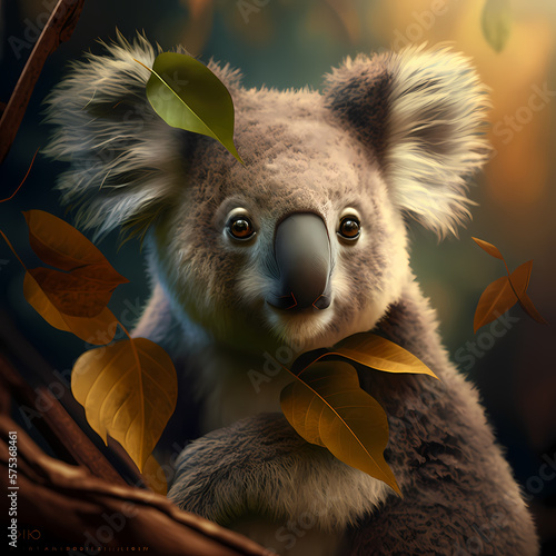 koala in a tree. Generative AI