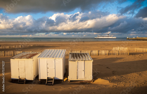 Beach in Calais harbor in France
