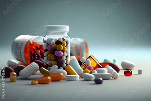 medicine's bottles, pill's bottles, pills, drugs, AI Generated