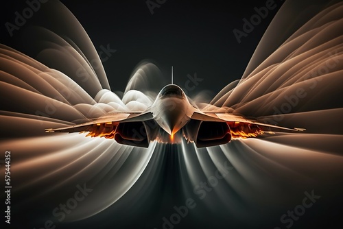 Close up jet fighter super speed. Ai generative
