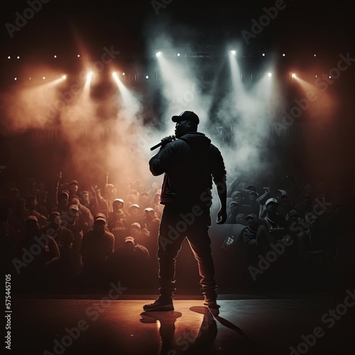 Rapper steht auf der Bühne, Generative KI