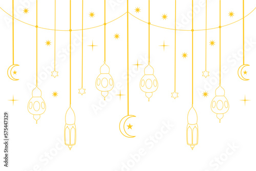 ramadan islamic lantern eid mubarak line art stars