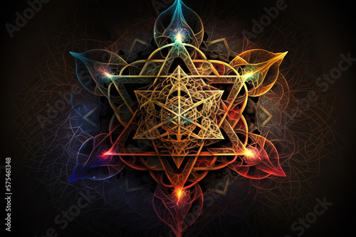 Spiritual sacred geometry, mercaba Ai generative illusration