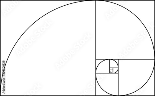 Golden ratio template on transparent background. Composition spiral guideline illustration