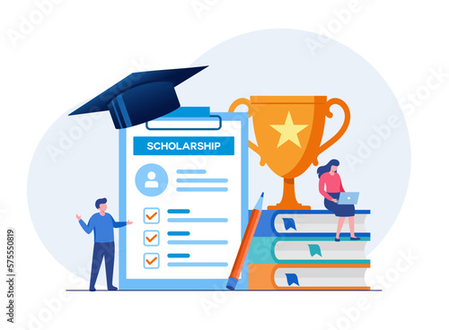 Education achievement, learning, scholarship, education concept, flat vector illustration