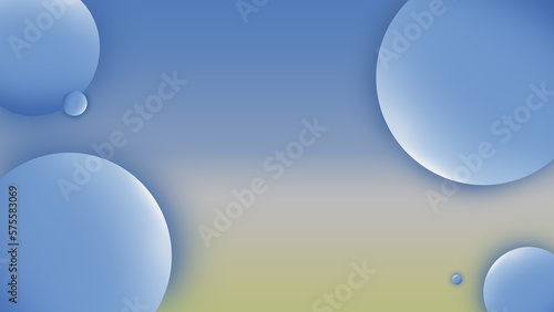 Abstract liquid fluid circles blue, blue and orange color background with copy space. 3D sphere shape pastel color design. Creative minimal bubble trendy gradient template. illustration