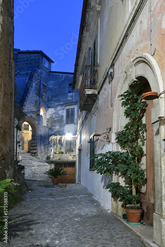 A narrow street among the old houses of Pietravairano, a rural town in the province of Caserta, Italiy.