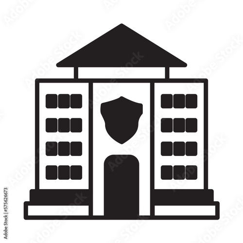 Solid Line POLICE STATION design vector icon