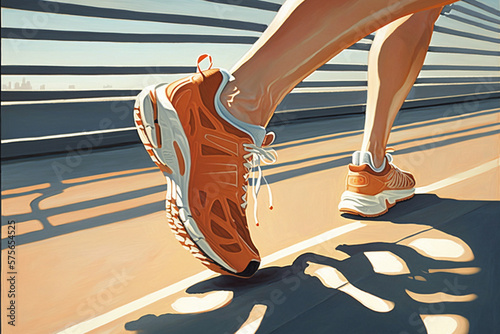 Active Lifestyle: Stock Illustration of a Woman Engaged in Sports. Ai generated.