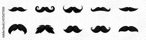 Moustache vector icon set. Whisker icons. Flat black moustache icon collection. Vector graphic