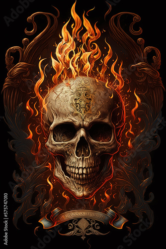 Skull in flames, Generative Ai