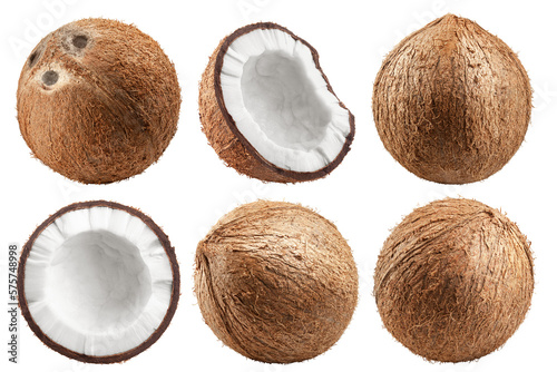 coconut, isolated on white background, full depth of field