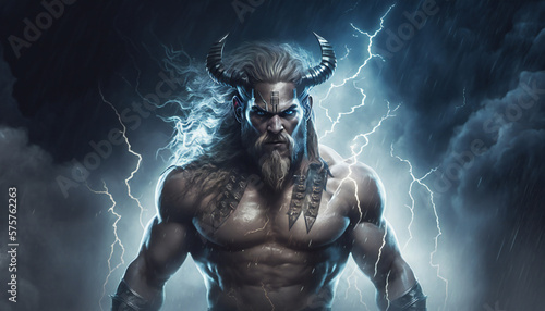 Freyr the god of male virility and good weather - lightning - German gods - Mythologies - Generative AI