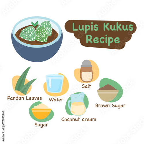 lupis kukus illustration recipe concept