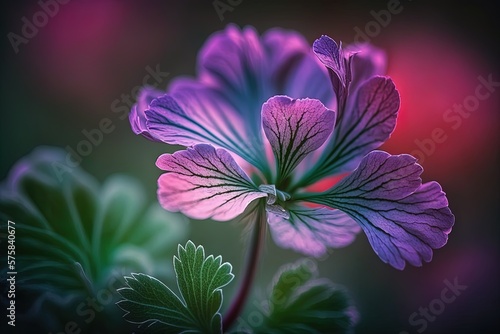 nature shot of a geranium in full bloom, with a nice bokeh effect. Generative AI