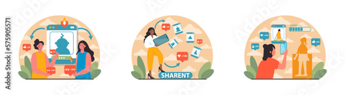 Sharent set. Parents frequently sharing their child personal data