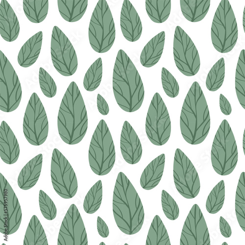Vector seamless pattern with many small leaves. Botanical icons. Decorative plant background. Trendy cloth textile print. Decorative art element for advertising layout, essential oil packaging design.