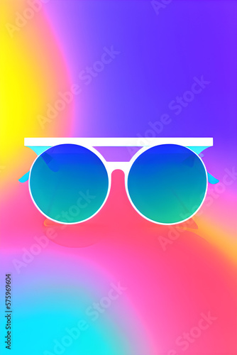Retro Sunglasses on a colorful background. Generative AI